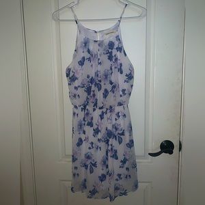 White and Blue Floral Spring Dress - Size Small